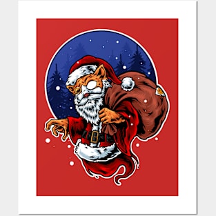 Cat santa Posters and Art